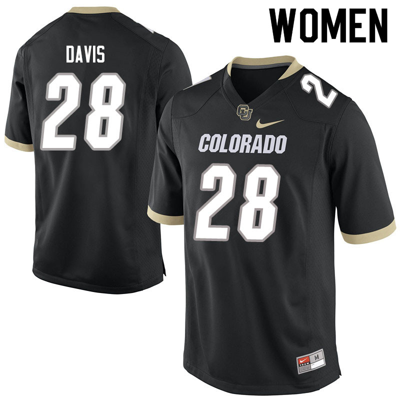 Women #28 Joe Davis Colorado Buffaloes College Football Jerseys Sale-Black
